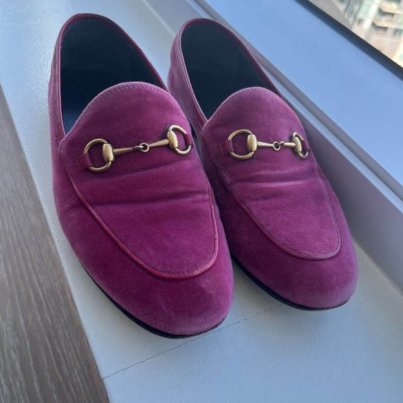 Gucci Pink Velvet Loafers (38) - Picture 1 of 9